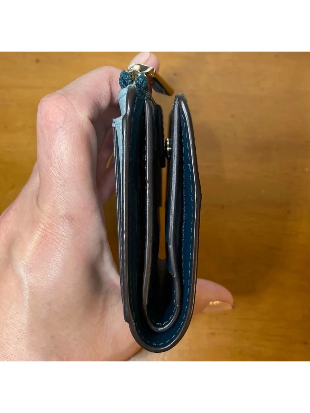 Kate Spade New York Staci Colorblock Wallet Teal Blue Poolside Multi Leather